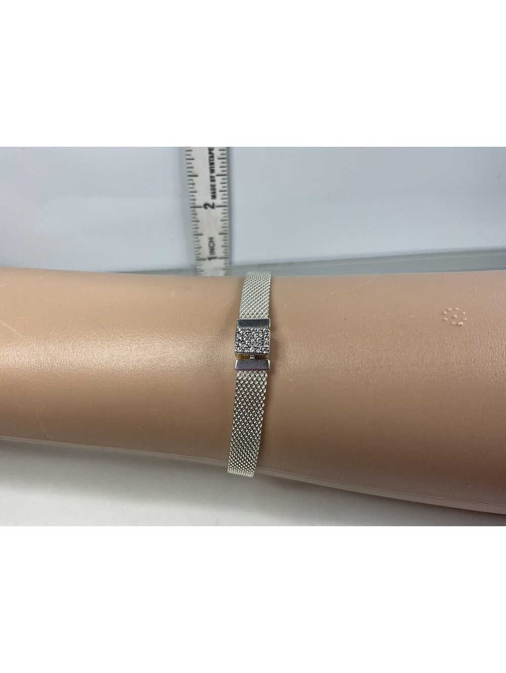 Pandora Reflexions Mesh Bracelet With Pave Clasp 6.75”